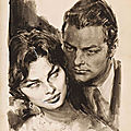 Illustration de <b>Sophia</b> <b>Loren</b> & Marcello Mastroianni par Walter Molino