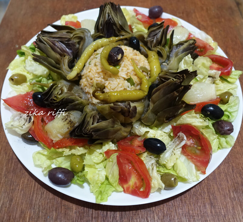 salade de riz au thon artichauts fenouil tomates et laitue 003