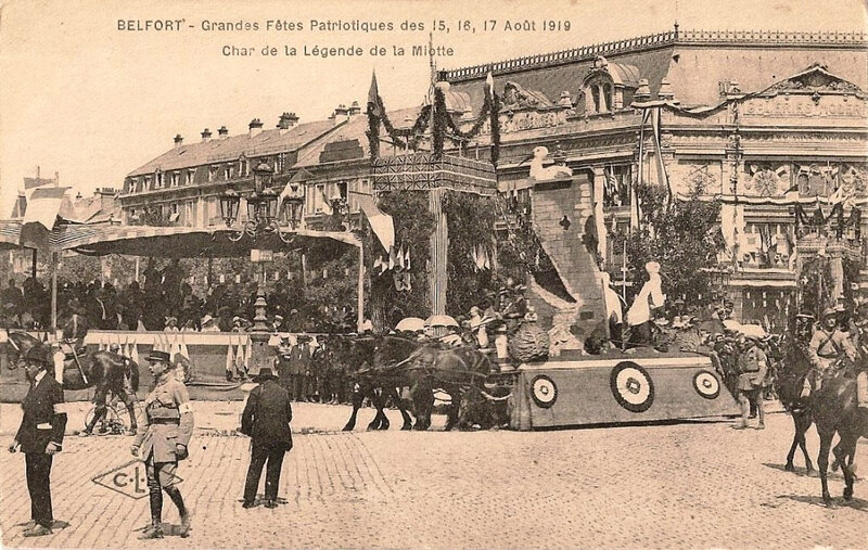 513 1919 08 15 Belfort CPA Fêtes patriotiques Place Corbis Char de la Miotte