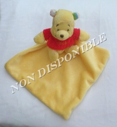 Doudou Peluche Winnie L'ourson Assis Mouchoir Jaune Pull Rouge Pooch Nicotoy Disney