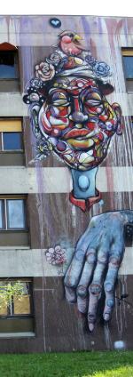Street art city, extérieurs, hôtel 128, façade nord