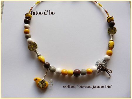 collier oiseau jaunebis