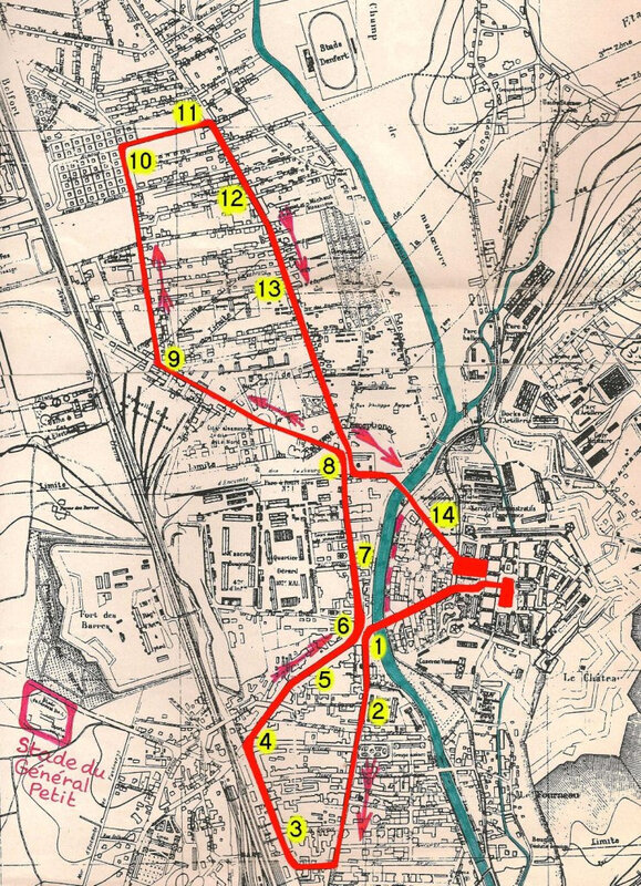 Belfort Fêtes patriotiques 1919 Plan itinéraire Arrêts R