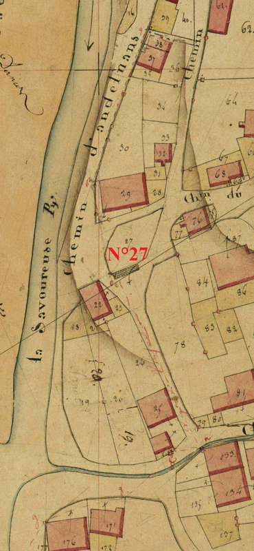 Plan cadastral 1807 Andenans Section D Parcelle 27R1