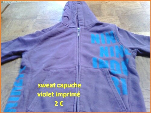 sweet a capuche imprimé 2 €