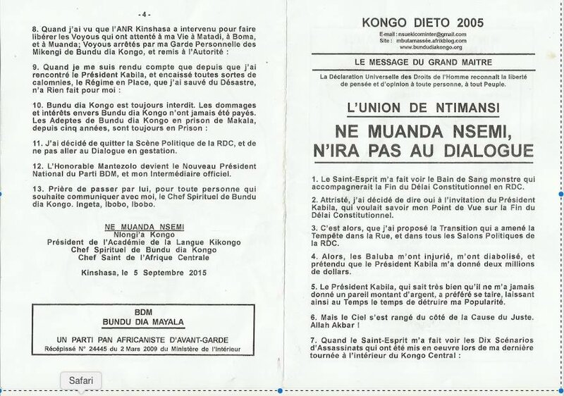 NE MUANDA NSEMI N'IRA PAS AU DIALOGUE a