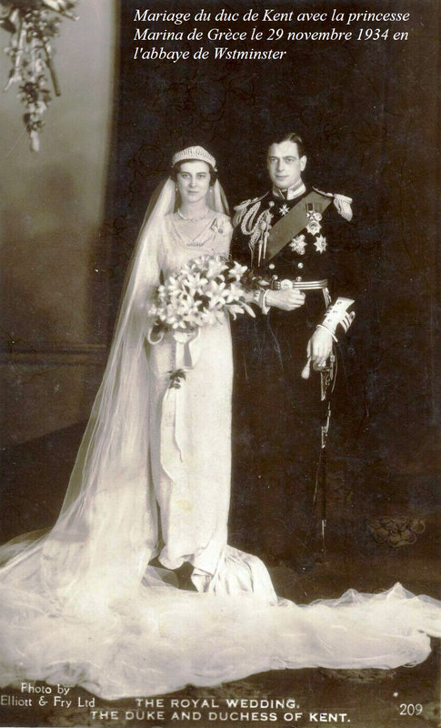 004 1934 11 29 Mariage du duc de Kent avec la princesse Marina de Grèce en l'abbaye de Wstminster