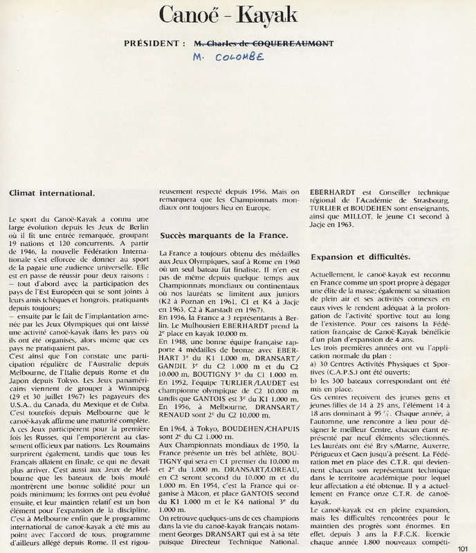 Délégation française aux JO de Mexico 1968 page 101 doc B Bouffinier