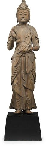 A standing wood figure of Kannon, Nanbokucho period (14th century)