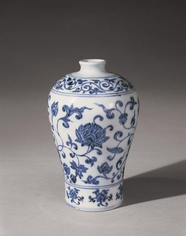 A rare Blue and White 'Flower' Meiping, Ming Dynasty, Yongle period (1403-1424)