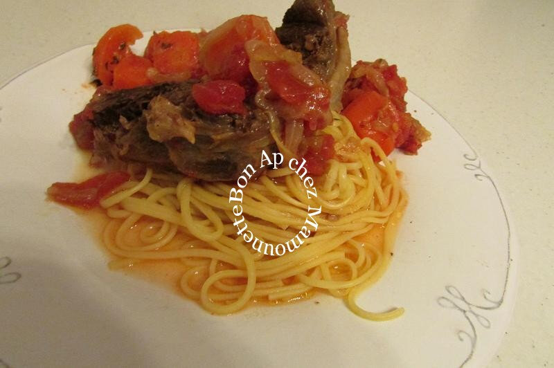 jarret de boeuf pulpe de tomate carottes spaghettis 019