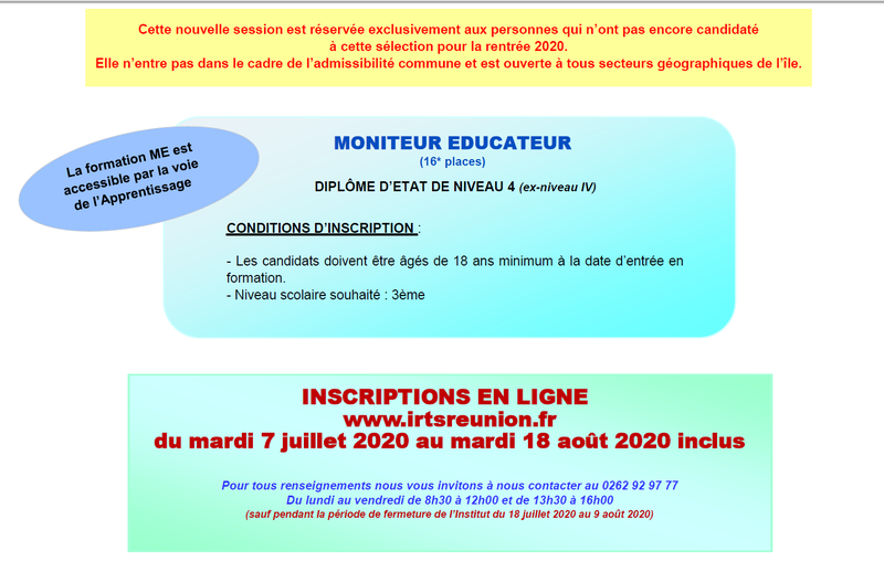 MONITEUR EDUCATEUR IRTS 974