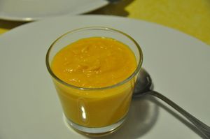 crème de potiron, oranges et amandes