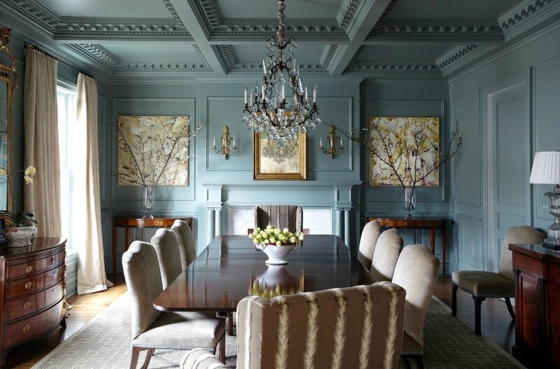 eggshell-paint-dining-room-traditional-with-wall-sconce-transitional-mirrors
