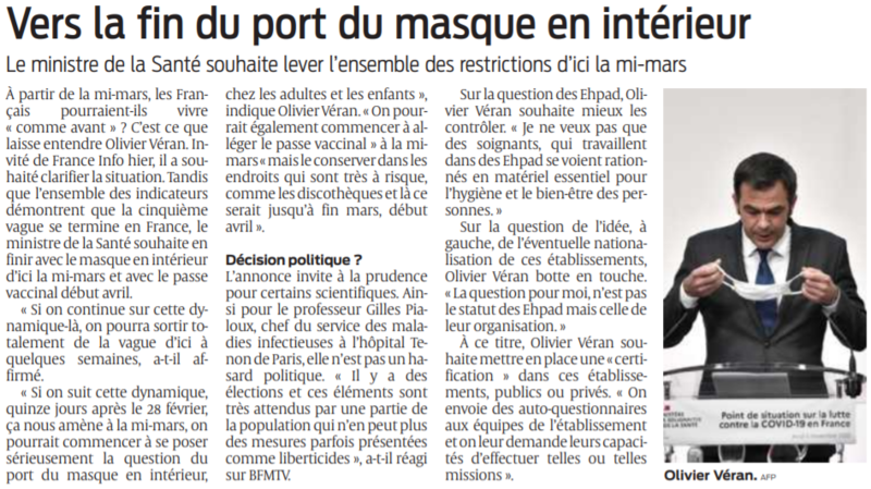 2022 02 17 SO Vers la fin du port du masque en intérieur