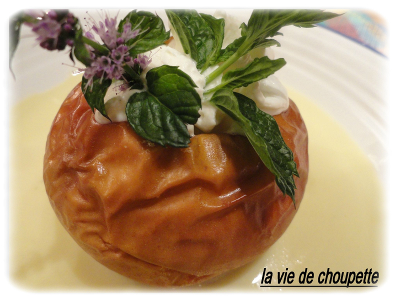 pommes au four et crème anglaise à la menthe-2