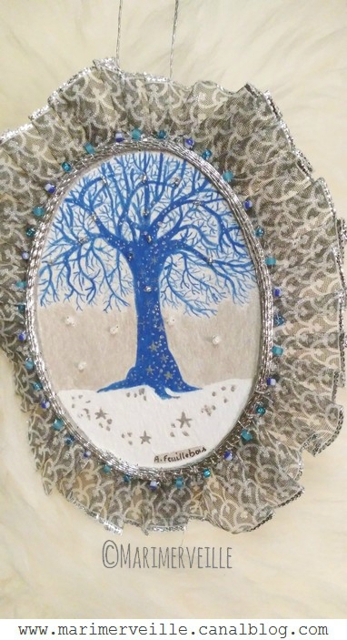 Médaillon arbre magique bleu 2 - conte d'hiver- marimerveille
