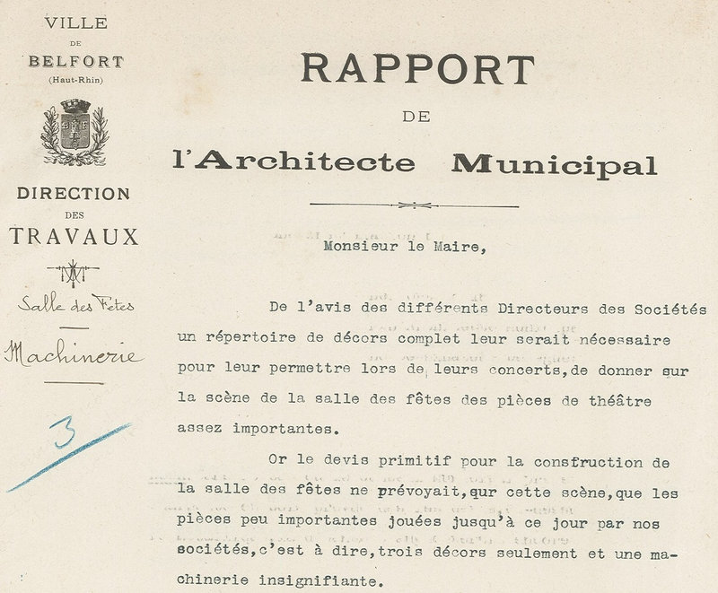 1913 06 18 Salle des Fêtes Rapport architecte p1