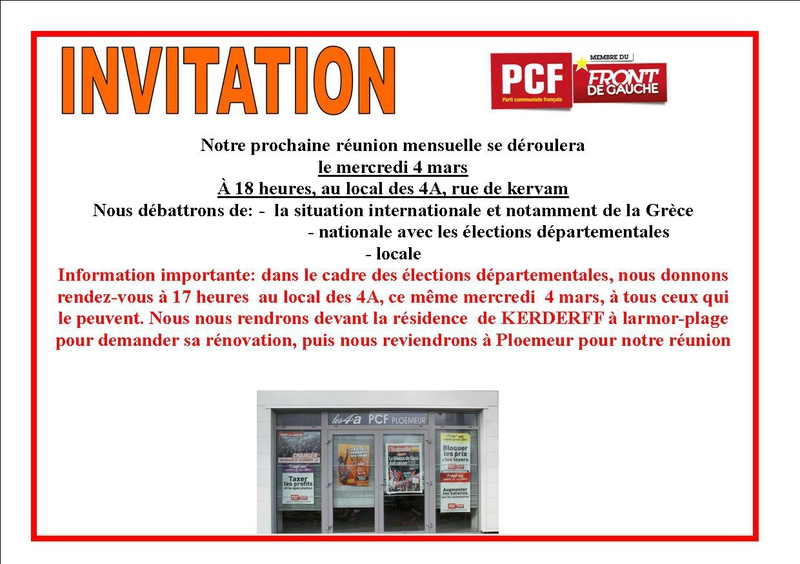 invitation réunion mensuelle mars 2015