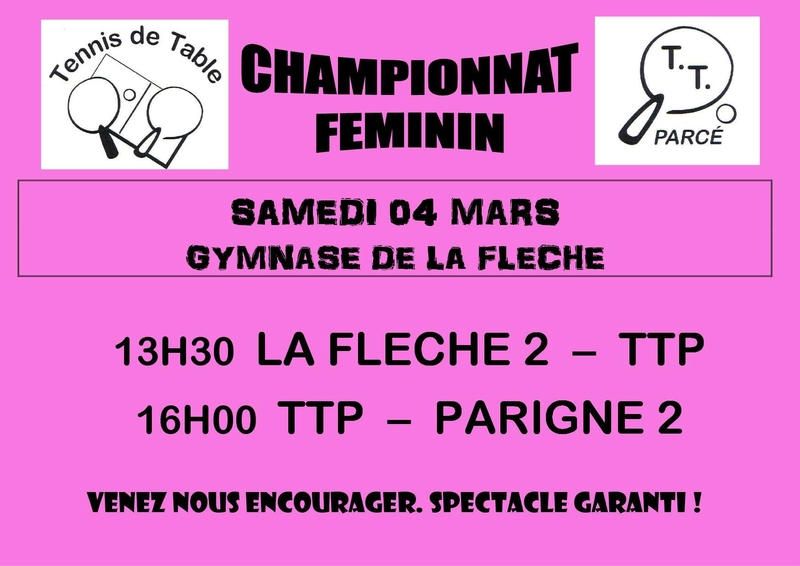 Affiche Féminines Phase 2 J3 TTP 1