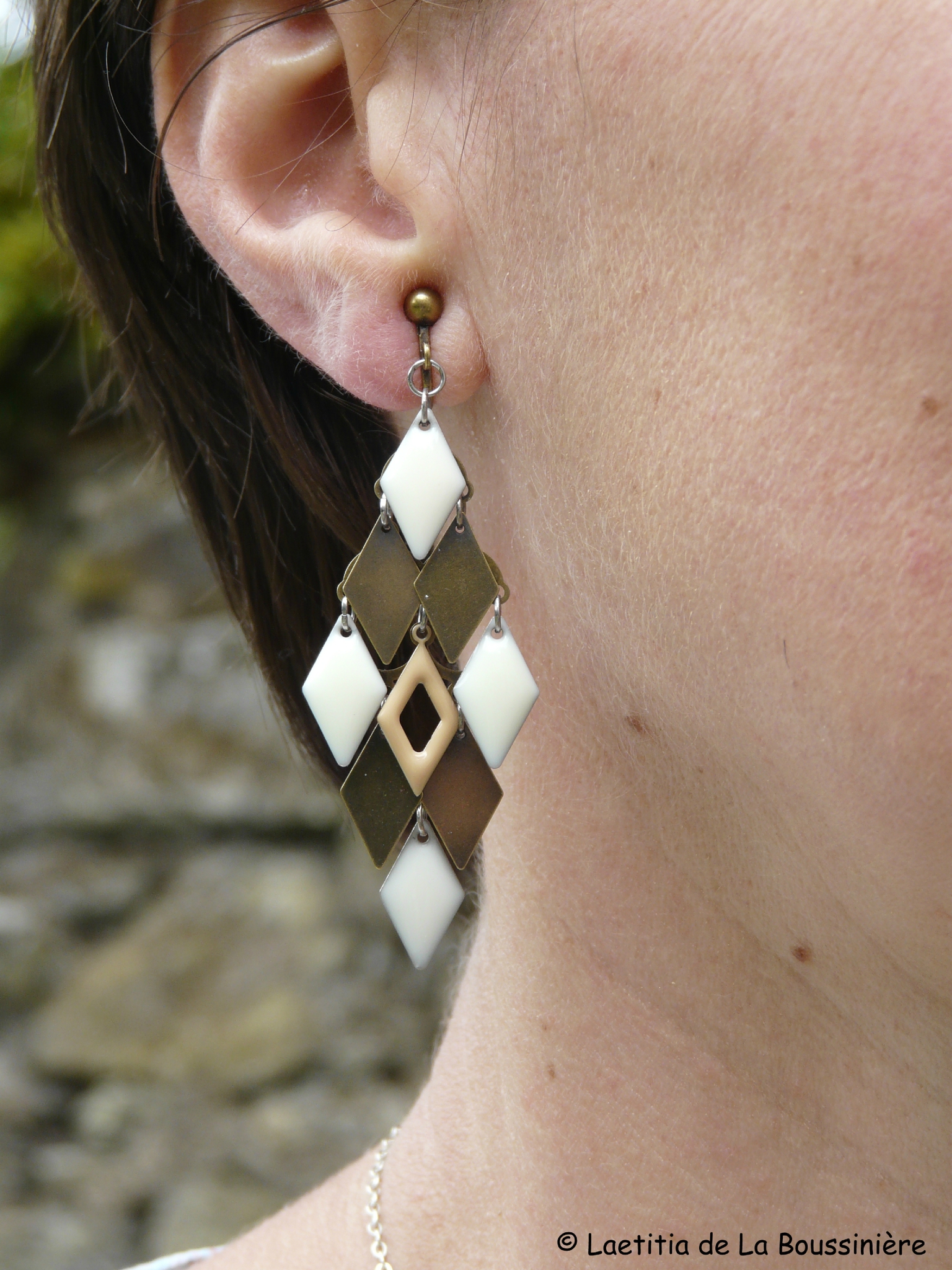 Boucles d'oreilles Losanges (caramel vanille)