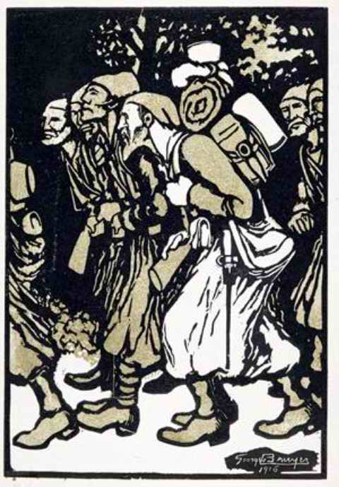 Bruyer zouaves en marche 1916