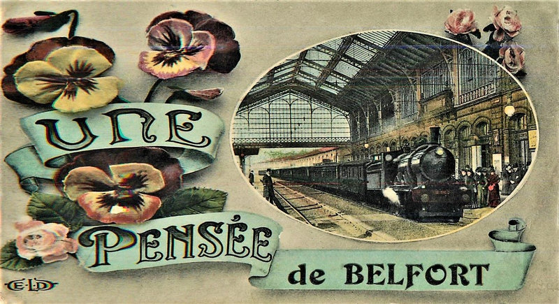 CPA Belfort Gare Train Une pensée