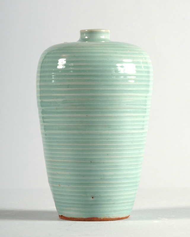 Greenware meiping, or plum blossom vase, Longquan kilns or Jingdezhen kilns, 13th century, Southern Song Dynasty (1127 - 1279)