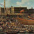 Matteo <b>Stom</b> le Jeune (Venise 1643 - 1702), Venise, le Molo et le bassin San Marco le jour de l'Ascencion