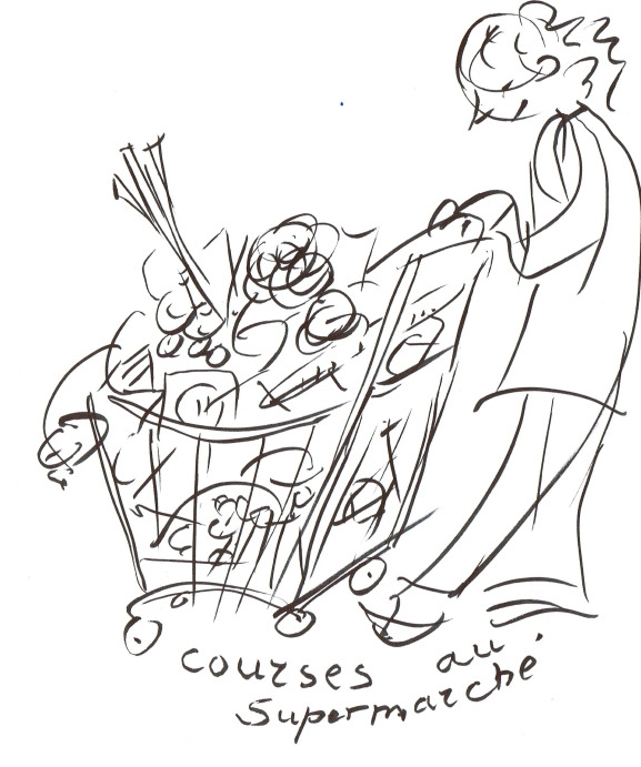 Courses au supermarché, Ghilaine Cacot, Centre Assise