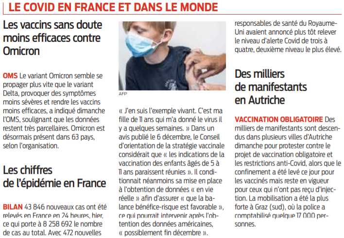 2021 12 13 SO Le Covid en France et dans le monde