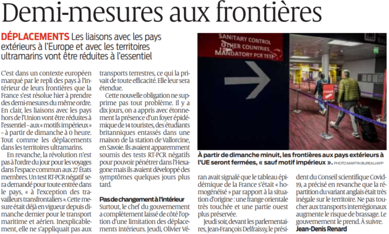 2021 01 30 SO Demi-mesures aux frontières
