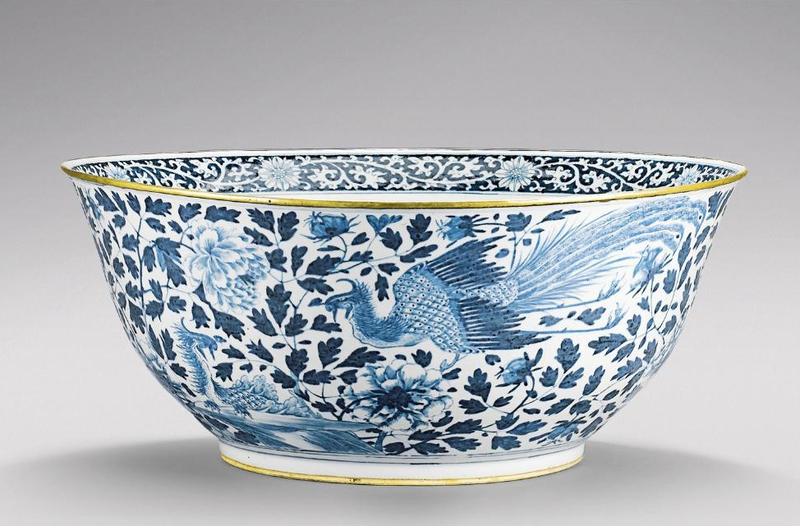 Important bol en porcelaine bleu blanc, Chine, dynastie Qing, début du XVIIIE siècle