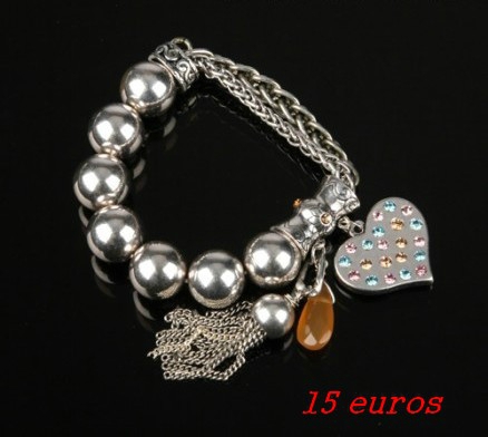 70cmisBracelet pampilles avec perles argentées et chaînes palmier en métal 15