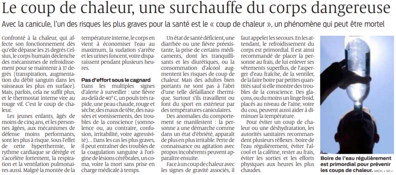 2022 07 18 SO Le coup de chaleur une surchauffe du corps dangereuse