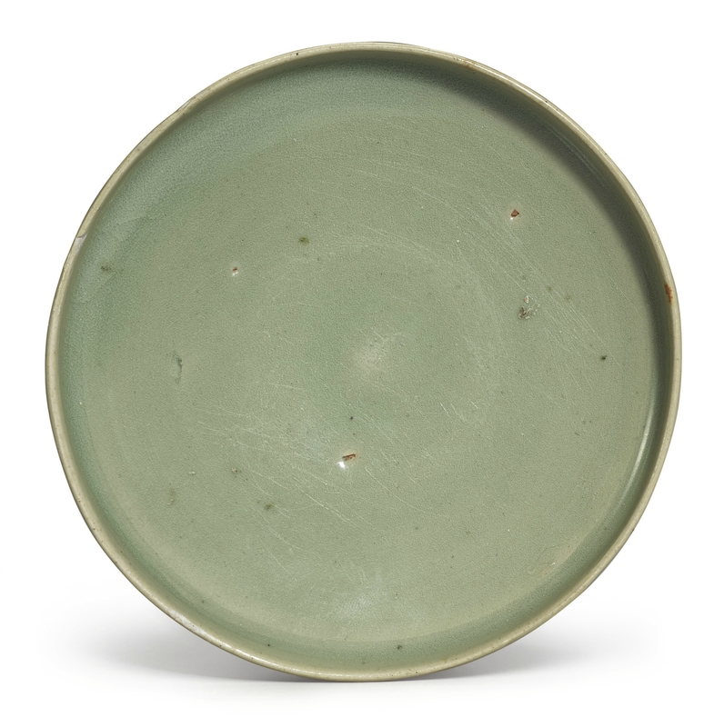 A green 'Jun' saucer dish, Song-Jin dynasty