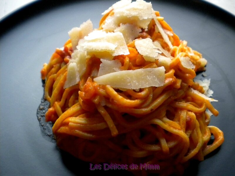 Pâtes sauce tomates, pancetta et mascarpone 3