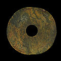 A green jade disc, <b>bi</b>, Neolithic period