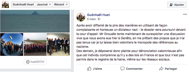 Guenhael Huet-facebook-plainte-diffamation-2018