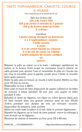 Tarte topinambour, courge, carotte, curcuma, sésame_fiche