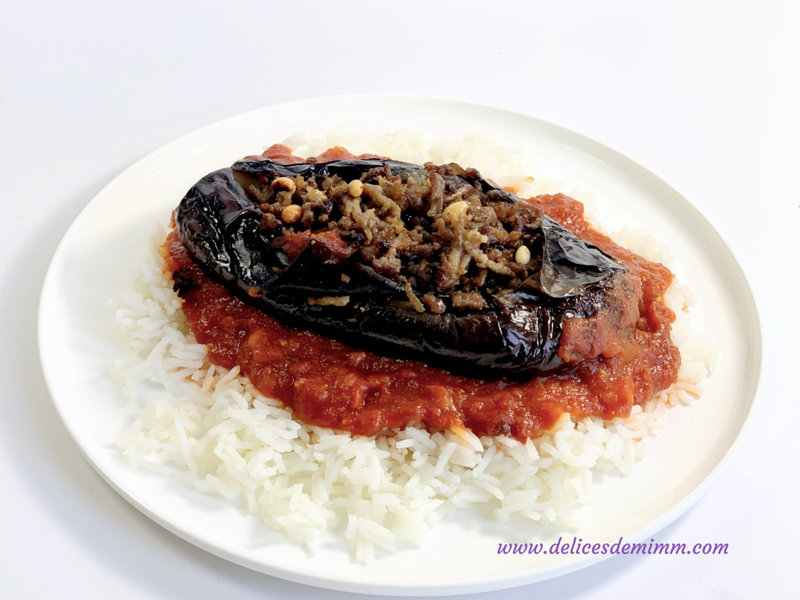 Aubergine entière confite et farcie 4
