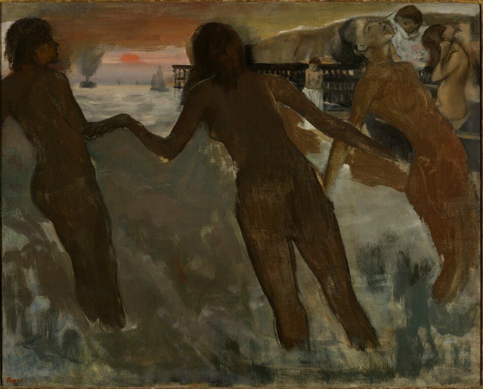 Peasant Girls bathing in the Sea at Dusk