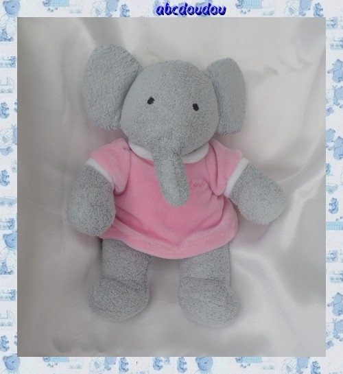 Doudou Peluche Eléphant Gris Flore Fille de Babar Robe Rose Lansay