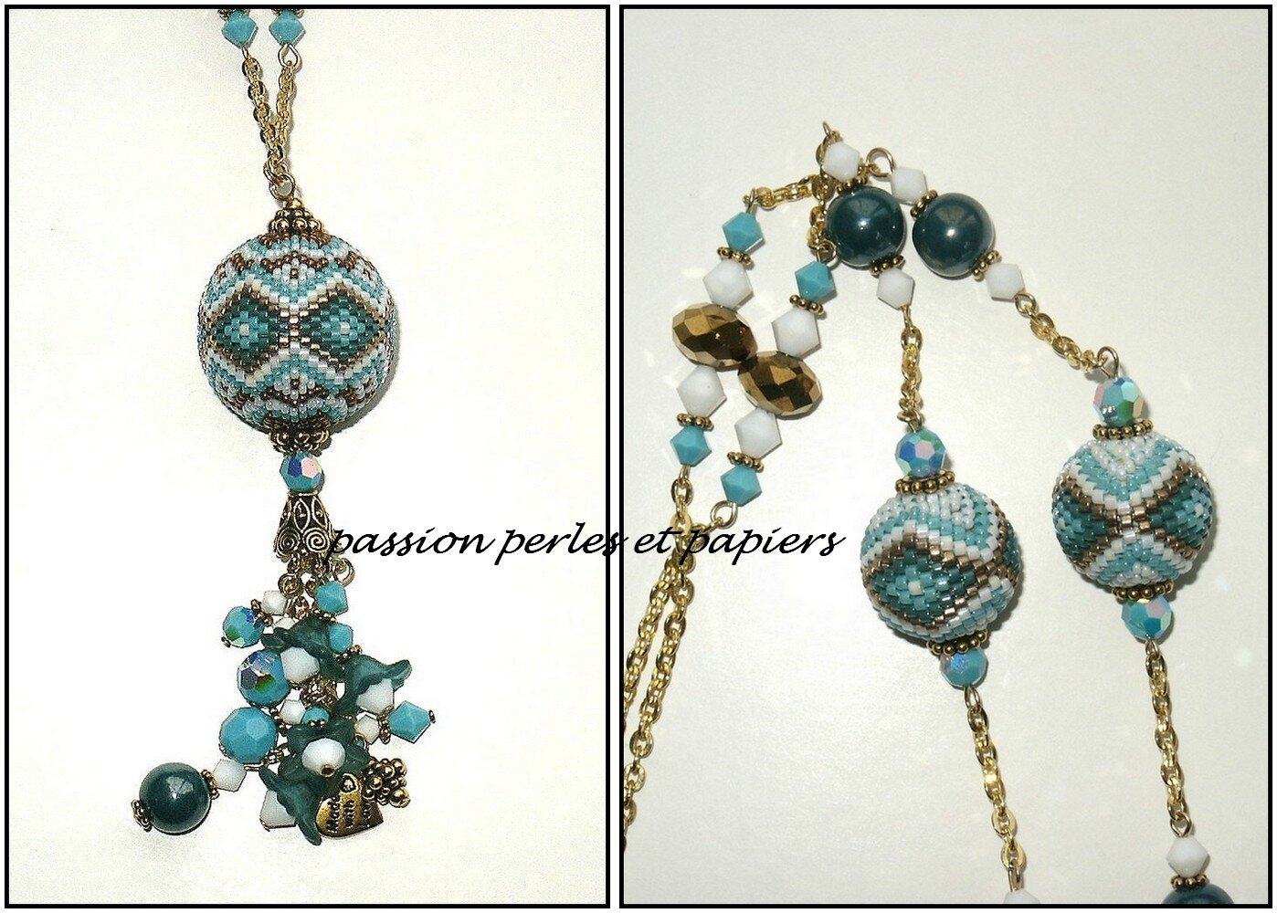 sautoir boolmouche turquoise  détail 1