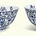 A pair of Dutch <b>Delft</b> <b>blue</b> <b>and</b> <b>white</b> bowls, circa 1727-1755