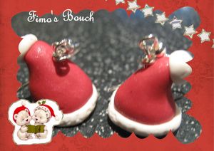 FIMOSBOUCH boucles d'oreilles Père Noël