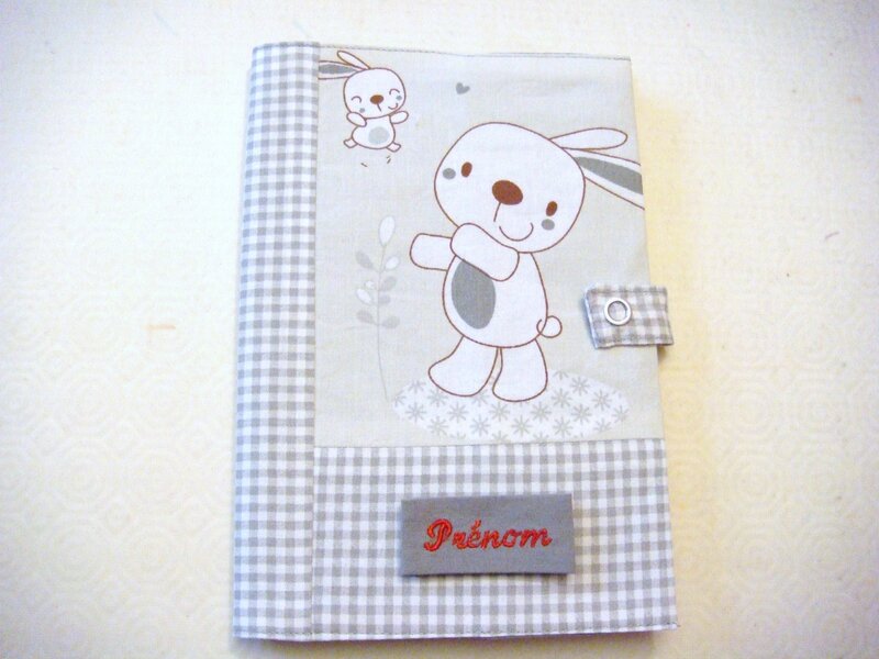 Protège carnet lapin et bébé face