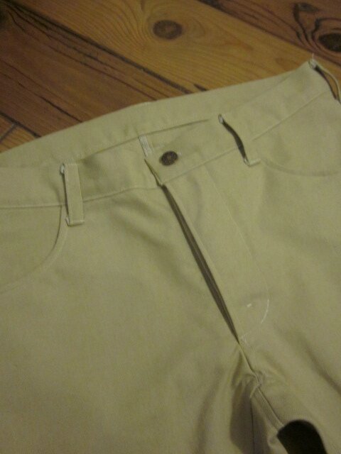 Jeans slim HOMME en toile de coton beige - 4 poches - 5 passants - braguette à boutons (3)
