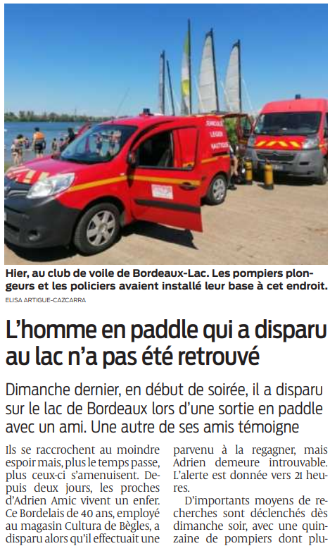 2022 05 18 SO L'homme en paddle qui a disparu au lac n'a pas été retrouvé