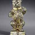 A fine German silver-gilt drinking cup modelled as a bear, Hans auf der Burg, Nuremberg, circa 1598-<b>1602</b>
